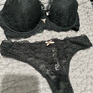 NWT Victoria Secret Lace Plunge Bra and Panty set.